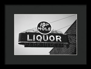 Vintage Bar Sign - Black And White - Framed Print