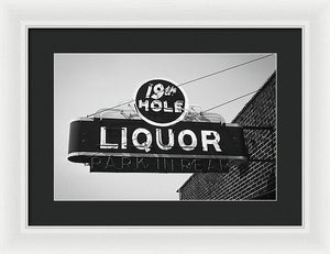 Vintage Bar Sign - Black And White - Framed Print