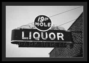 Vintage Bar Sign - Black And White - Framed Print