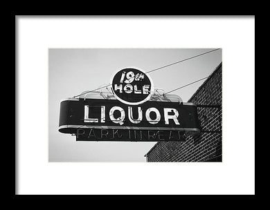 Vintage Bar Sign - Black And White - Framed Print