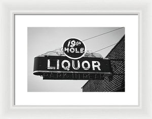 Vintage Bar Sign - Black And White - Framed Print