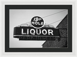 Vintage Bar Sign - Black And White - Framed Print