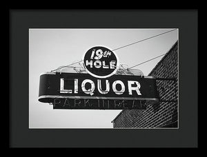 Vintage Bar Sign - Black And White - Framed Print