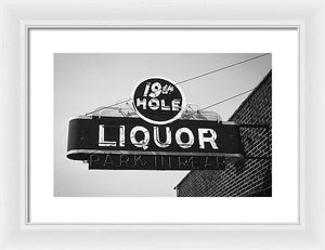 Vintage Bar Sign - Black And White - Framed Print