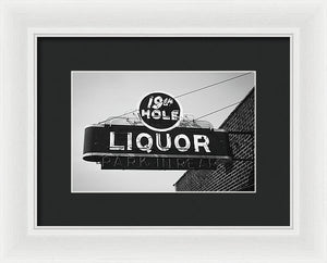 Vintage Bar Sign - Black And White - Framed Print