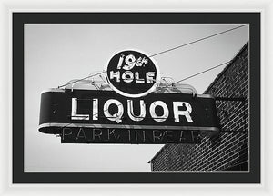 Vintage Bar Sign - Black And White - Framed Print