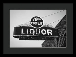 Vintage Bar Sign - Black And White - Framed Print