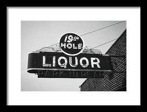 Vintage Bar Sign - Black And White - Framed Print