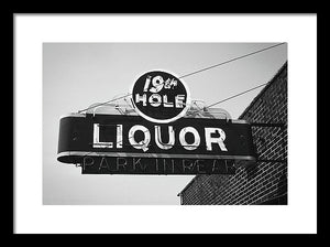 Vintage Bar Sign - Black And White - Framed Print