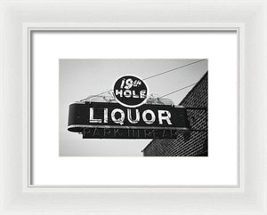 Vintage Bar Sign - Black And White - Framed Print