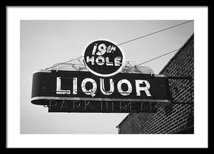 Vintage Bar Sign - Black And White - Framed Print