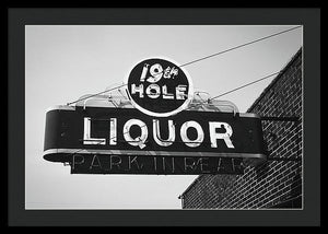 Vintage Bar Sign - Black And White - Framed Print