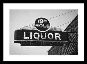 Vintage Bar Sign - Black And White - Framed Print