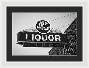 Vintage Bar Sign - Black And White - Framed Print