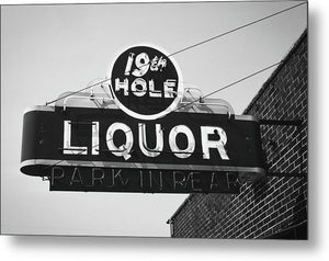 Vintage Bar Sign - Black And White - Metal Print