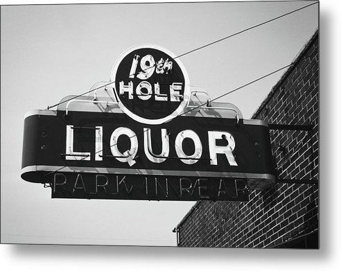 Vintage Bar Sign - Black And White - Metal Print