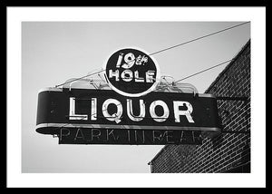 Vintage Bar Sign - Black And White - Framed Print