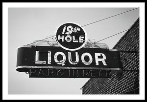 Vintage Bar Sign - Black And White - Framed Print