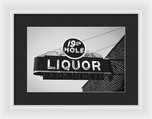 Vintage Bar Sign - Black And White - Framed Print