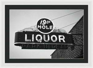 Vintage Bar Sign - Black And White - Framed Print