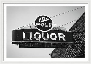 Vintage Bar Sign - Black And White - Framed Print