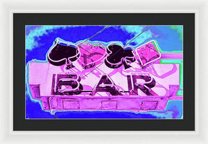 Vintage Bar Sign - Magenta - Framed Print