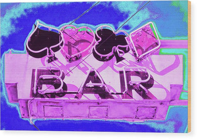 Vintage Bar Sign - Magenta - Wood Print