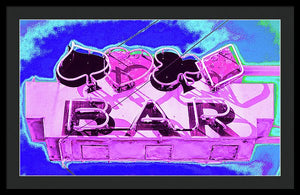 Vintage Bar Sign - Magenta - Framed Print