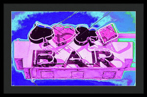 Vintage Bar Sign - Magenta - Framed Print