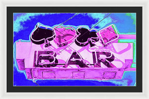 Vintage Bar Sign - Magenta - Framed Print