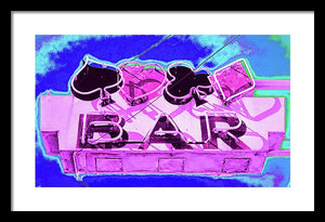 Vintage Bar Sign - Magenta - Framed Print