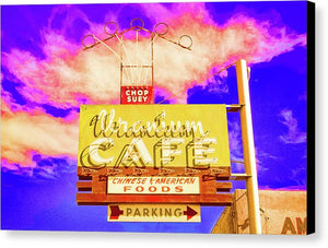 Vintage Cafe Sign - Bright - Canvas Print