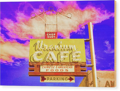 Vintage Cafe Sign - Bright - Wood Print