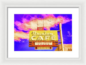 Vintage Cafe Sign - Bright - Framed Print