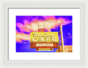 Vintage Cafe Sign - Bright - Framed Print