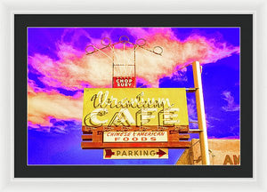 Vintage Cafe Sign - Bright - Framed Print