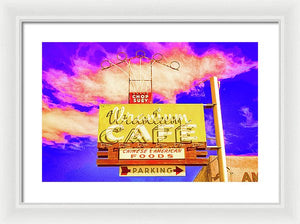 Vintage Cafe Sign - Bright - Framed Print