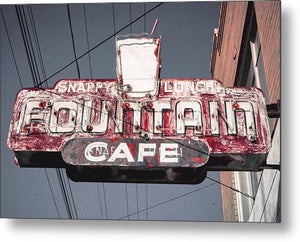 Vintage Cafe Sign - Metal Print