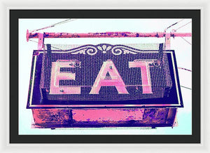 Vintage Diner Sign - Pink - Framed Print