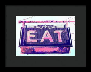 Vintage Diner Sign - Pink - Framed Print