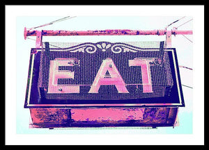 Vintage Diner Sign - Pink - Framed Print