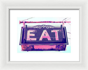 Vintage Diner Sign - Pink - Framed Print