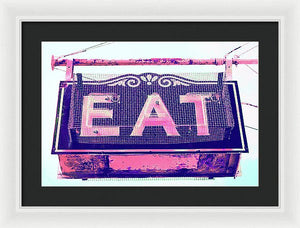 Vintage Diner Sign - Pink - Framed Print