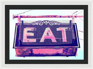 Vintage Diner Sign - Pink - Framed Print