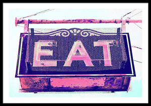 Vintage Diner Sign - Pink - Framed Print