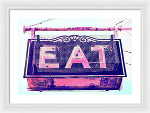 Vintage Diner Sign - Pink - Framed Print