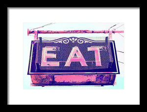 Vintage Diner Sign - Pink - Framed Print