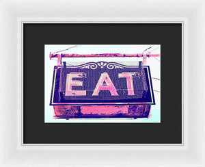 Vintage Diner Sign - Pink - Framed Print