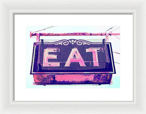 Vintage Diner Sign - Pink - Framed Print