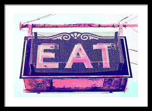 Vintage Diner Sign - Pink - Framed Print